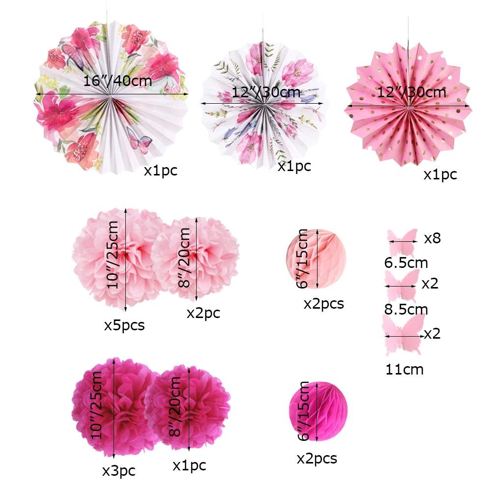 19 шт. свадебное украшение весеннее чаепитие бумажные помпоны цветы Цветочные