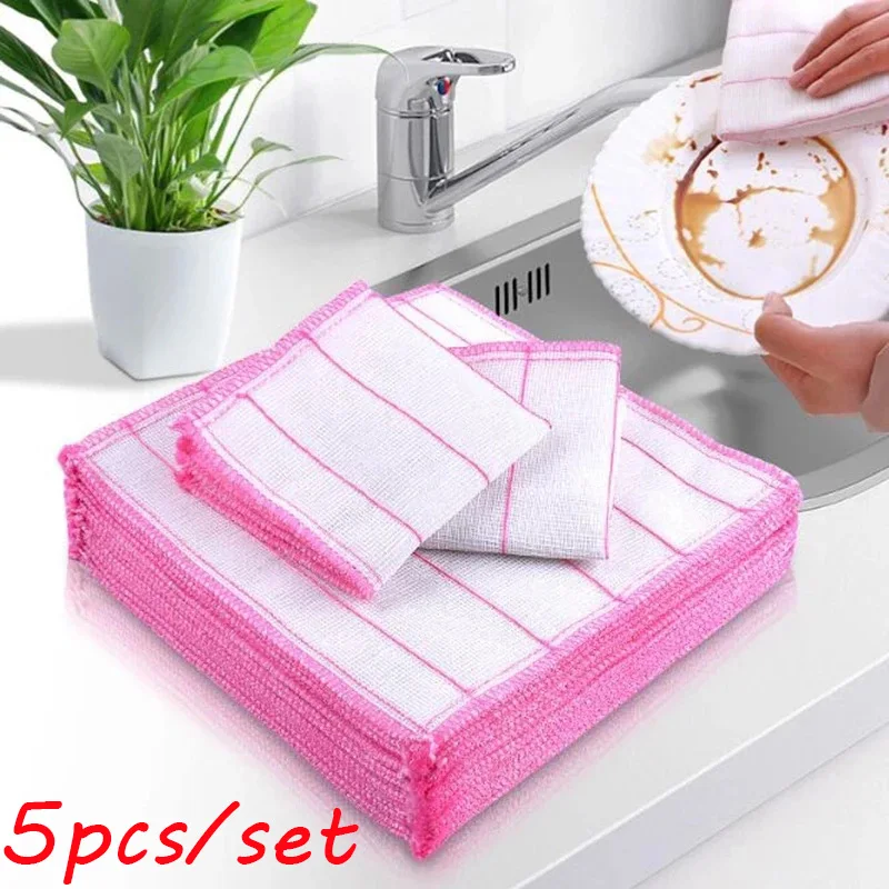 

5 шт. Абсорбирующая салфетка для мытья посуды 5-ти слойной блюдо Полотенца бытовой антипригарный жирных следов и смазка для чистки вытирания...