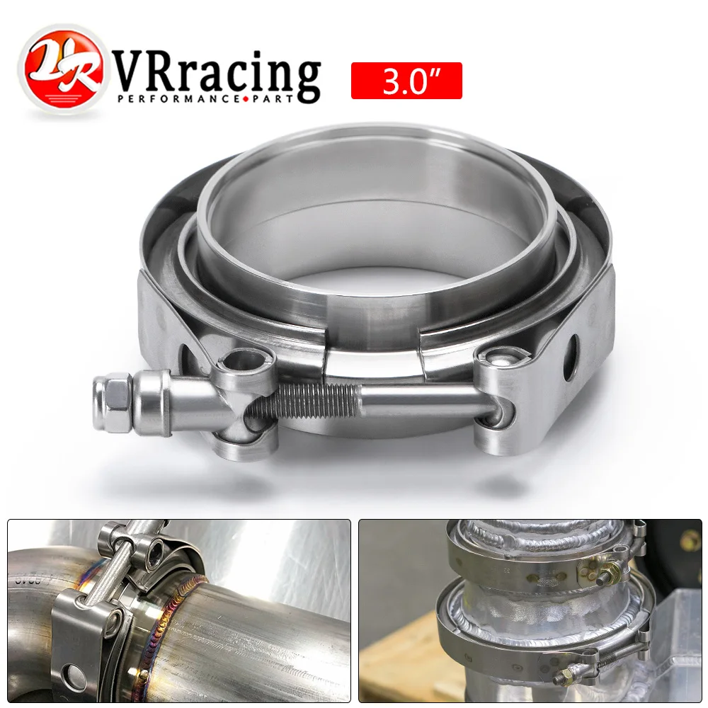 

Комплект выхлопных труб VR RACING - 3 "SUS 304 из нержавеющей стали, V-образный зажим, фланец, дизайнерские аксессуары для автомобилей