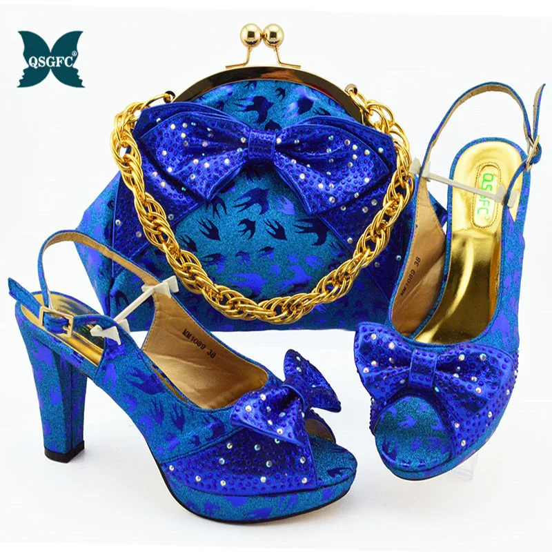 Новейший дизайн Комплект из туфель и сумочки в африканском стиле Итальянский