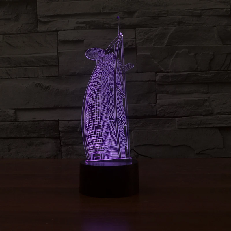 Новый Lugger модель отеля 3d лампа 7 цветов светодиодный ночник для детей сенсорный Usb