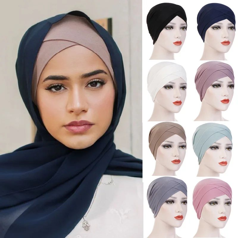 

Women Cotton Under Scarf Cap turban femme musulman Ready to wear hijab cap female headscarf bonnet muslim inner hijabs