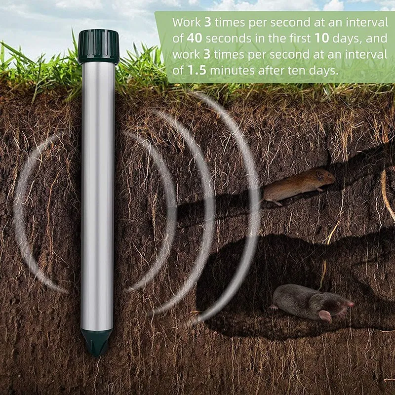 

Solar Mole Repellent,Sonic Mouse Chaser-Insect Repellent,Scared Mole,Voles,Gophers and Mice,Snake Repellent for Outdoors