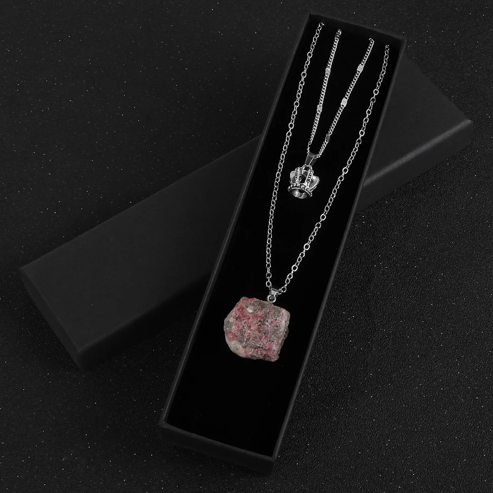 Женское ожерелье с подвеской из турмалина натуральным камнем двухслойная