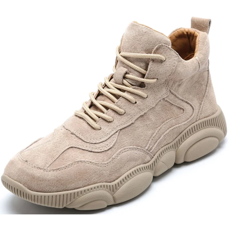 Мужские беговые кроссовки цвета хаки из флока нескользящая и износостойкая