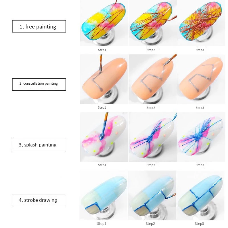 

Nail Spider Gel Set, Pulling Line Nails Art Silk 6 Pcs Line Painting Soak Wire Drawing Elasticity Off Design Lacquer Long Lastin