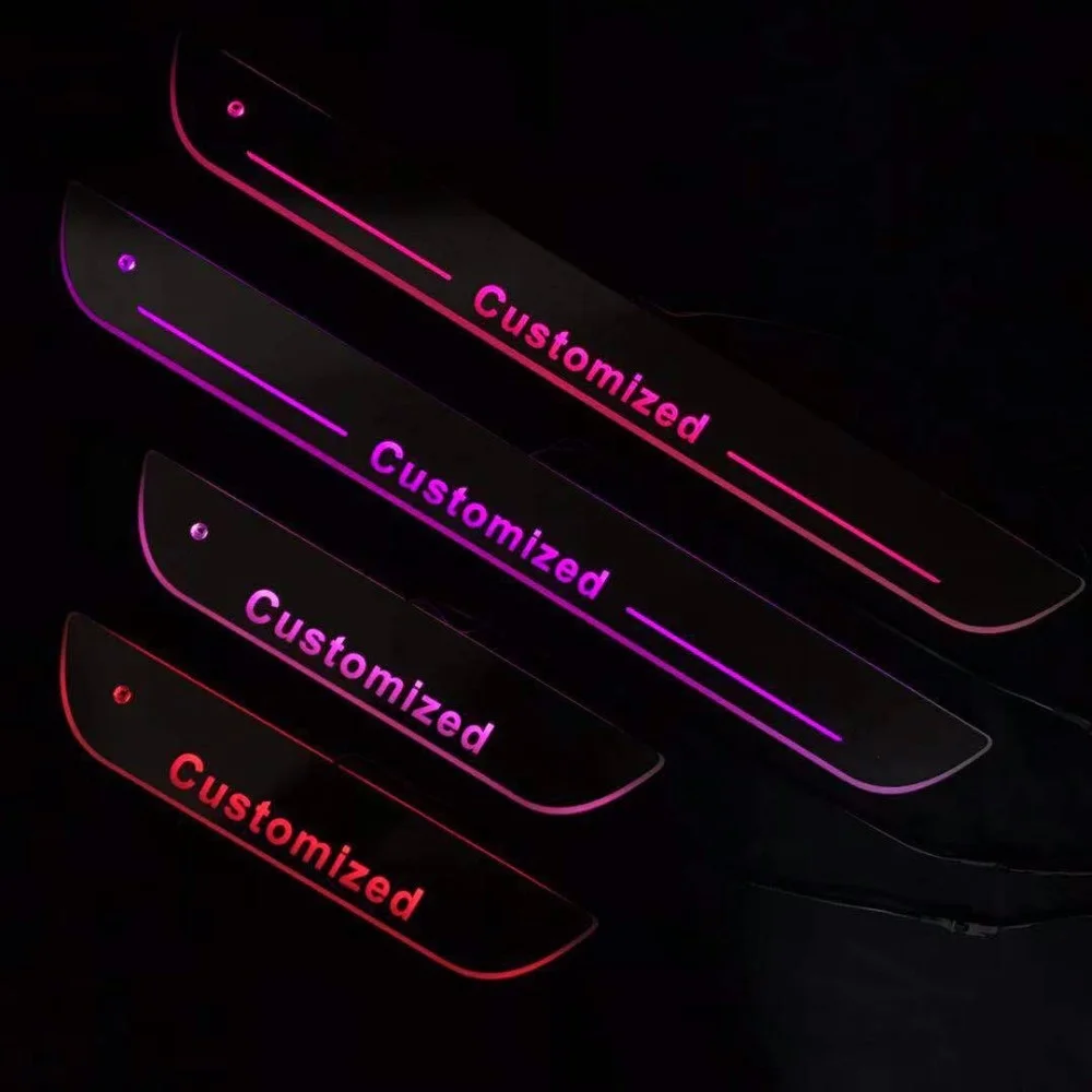 

Osmrk led moving door scuff for Subaru dynamic door sill plate flat lining overlays flowing light multi colors