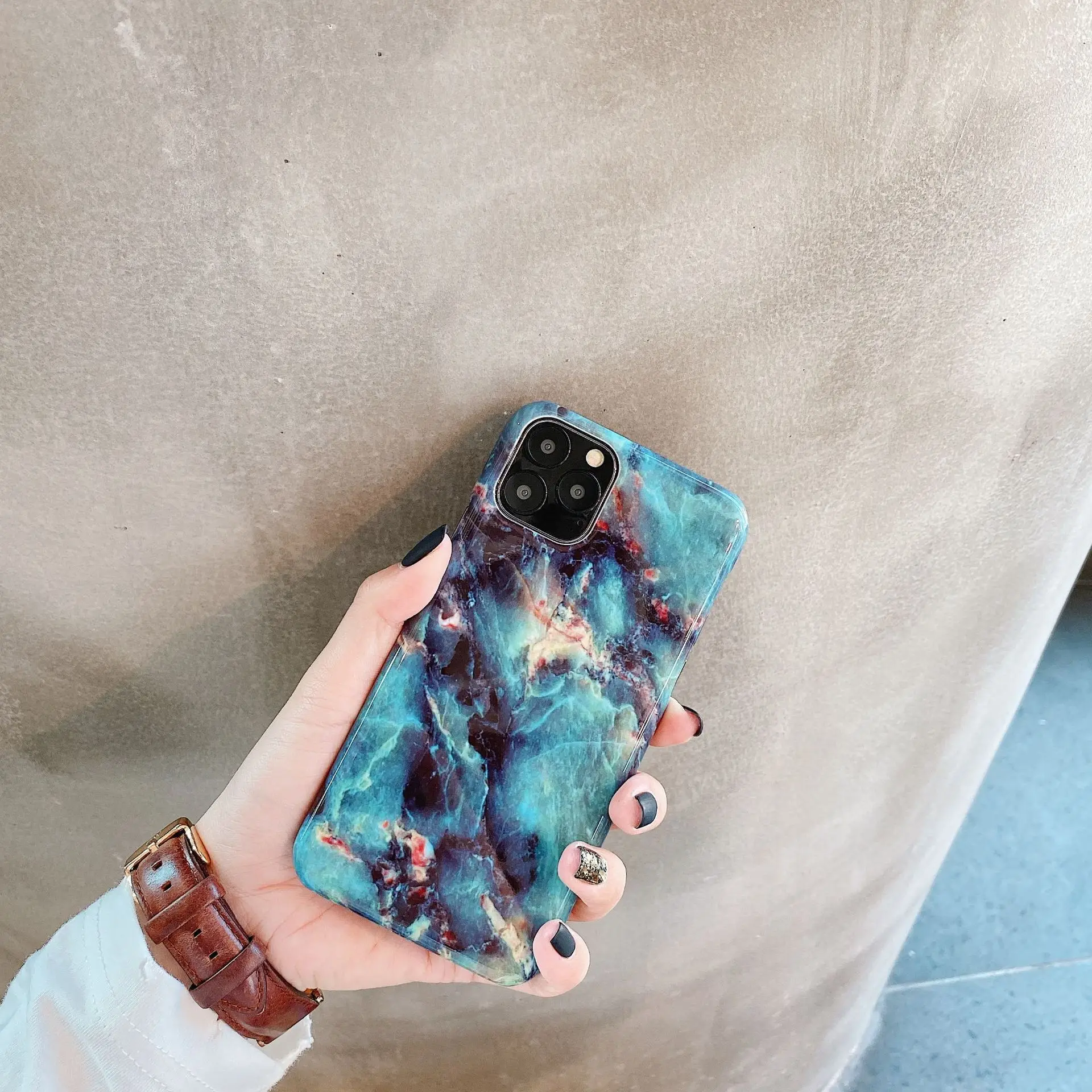 

Artistic Glossy Marble Grain Phone Case For iPhone 11 11 Pro Max X XR XS 7 8 Plus XS Max Vintage texture Hard PC Back Cover Gift