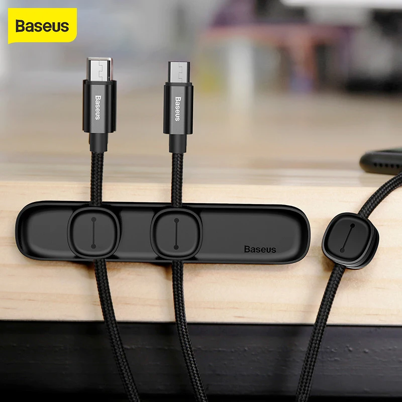 Baseus-protector magnético para cables, organizador de escritorio, Cargador USB, soporte de Cable