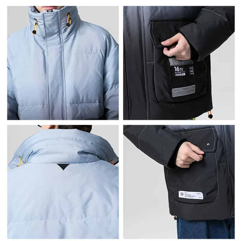 

BOLUBAO Winter Brand Men White Duck Down Jackets Men Patchwork Casual Stand Down Coats Trend Wild Warm Thick Down Jacket Male