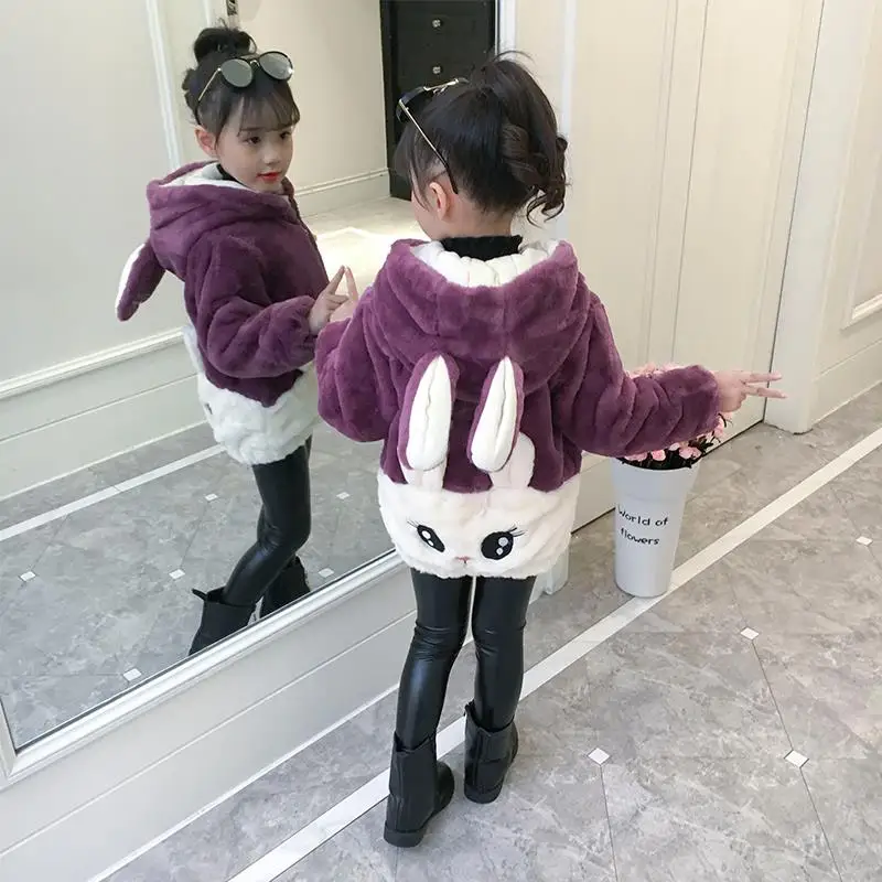 Girl's Winter Imitation Fur Coat 2018 Girls Thick Fluff Warm Children Baby Clothes Kid Plus Velvet Wholesale | Детская одежда и