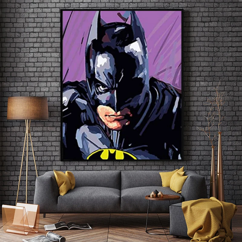 Картина по номерам супер герой сталь воин Супермен Паук фильм черный рыцарь