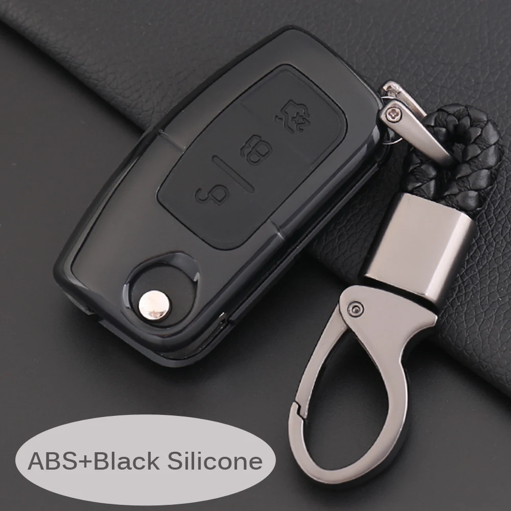 Чехол-бумажник для автомобильного ключа из углеродного волокна Ford Fiesta Focus 2 Ecosport