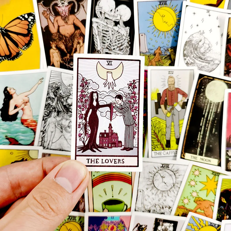 Juego de pegatinas de dibujos animados para monopat&iacute;n, set de 10/60 unids/set de tarjetas de Tarot de adivinaci&oacute;n para monopat&iacute;n, juguete DIY, nevera, port&aacute;til, &aacute;lbum de recortes para guitarra-5