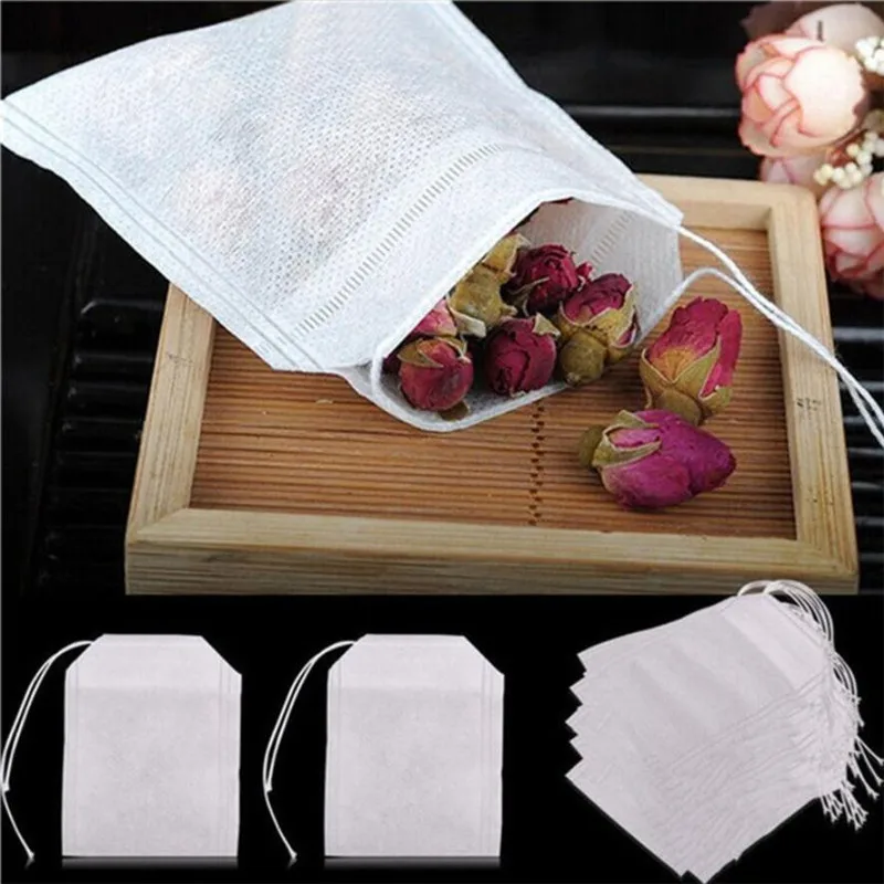 

100pcs Teabags 5 x 7CM Food Grade Empty Scented Tea Bags Infuser With String Heal Seal Filter Paper For Herb Loose Tea