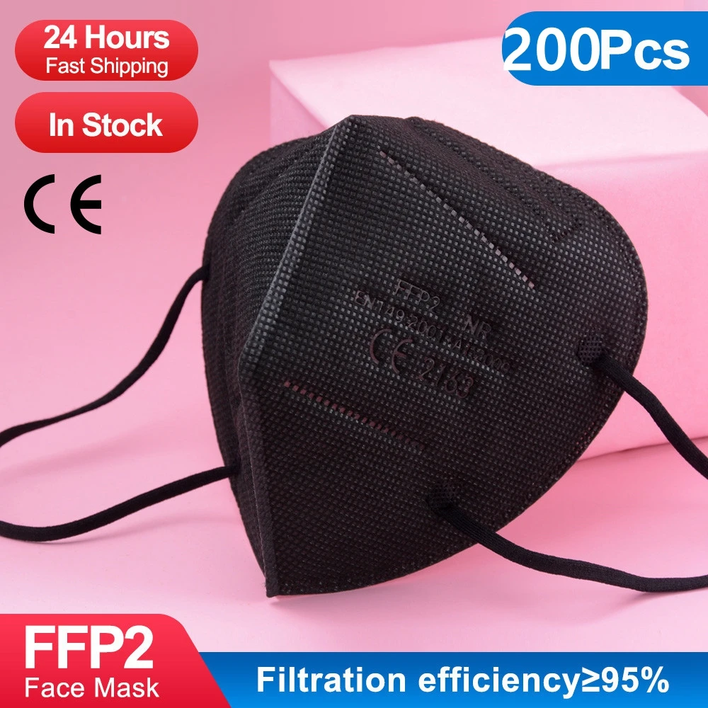 Черные многоразовые маски kn95 ce сертифицированные взрослые ffp2reиспользуемые fp2 KN95
