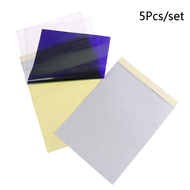 5Pcs/Set A4 Reusable Hand-drawn Tattoo Transfer Paper Stencil Carbon Thermal Copier Tracing Hectograph Tattoo Supplies