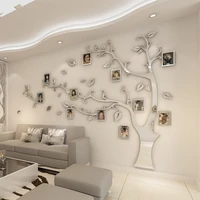 diy wall stickers tree photo frame large 3d acrylic mirror wall decals for sofa tv background wall decor family decal sticker