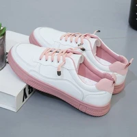 comfort sneakers women lace up pu leather casual shoes woman white sneaker womens flats zapatillas mujer tenis feminino pink