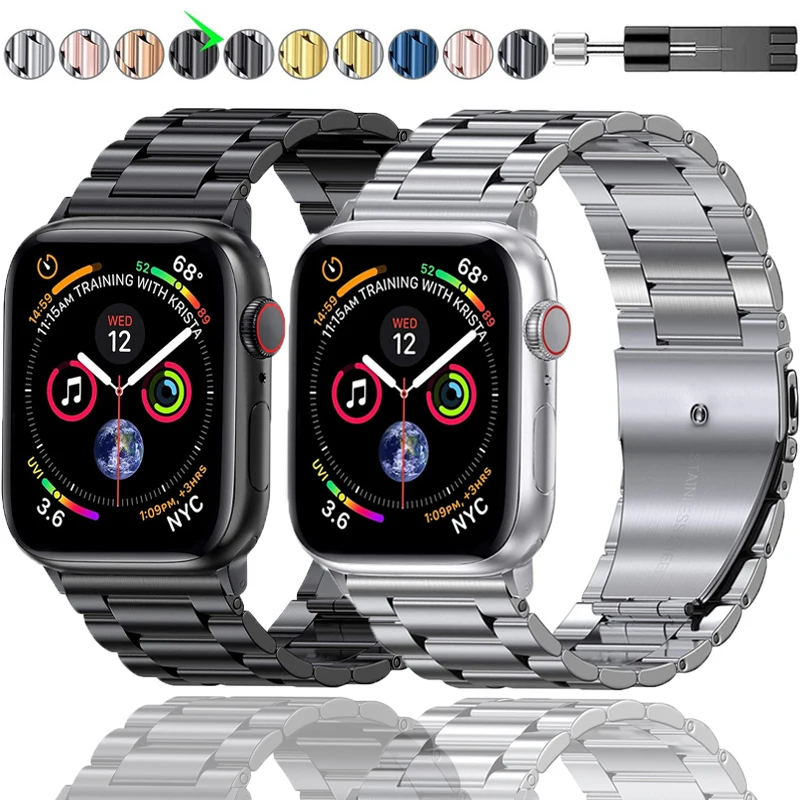 

Metal Strap For Apple Watch band 44mm 42mm 38mm 40mm Stainless Steel Link belt Watchband wristbands iwatch series 6 5 4 se band