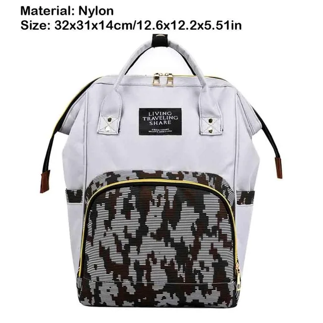 White camouflage Новинка, модная сумка для мумии, для подгузников, в полоску, большая вместительность, рюкзак для мамы, женский, для путешествий, шоппинга, для кормления, для хранения подгузников, сумка-Органайзер - Цвет: White camouflage