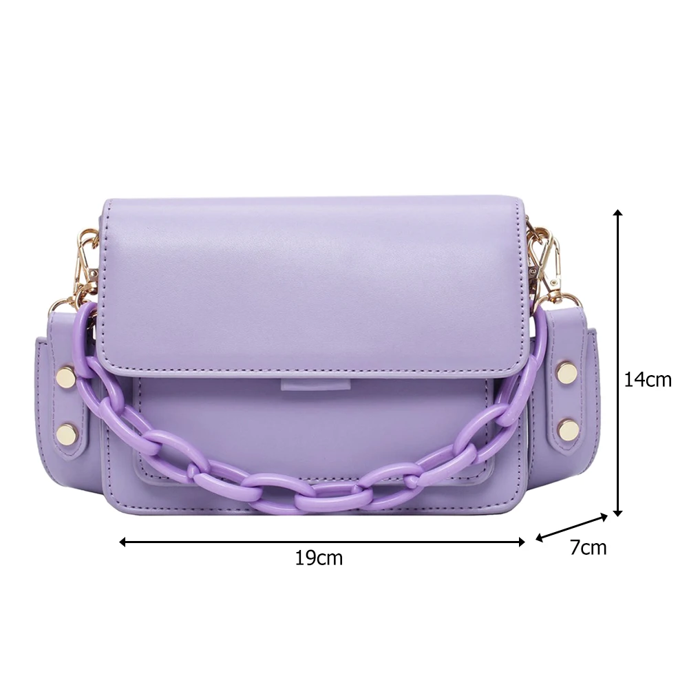 

Chain Design New Mini PU Leather Flap Bags For Women 2021 Summer Lady Shoulder Messenger Handbags Female Fashion Cross Body Bag