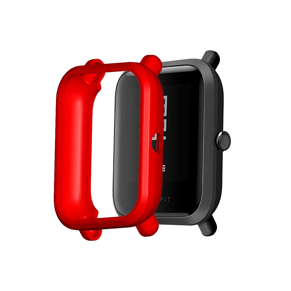 Красный Мягкий ТПУ силиконовый чехол для Xiaomi Huami Amazfit Bip Смарт часы Замена Защитный корпус аксессуары для смарт-браслета - Цвет: Красный