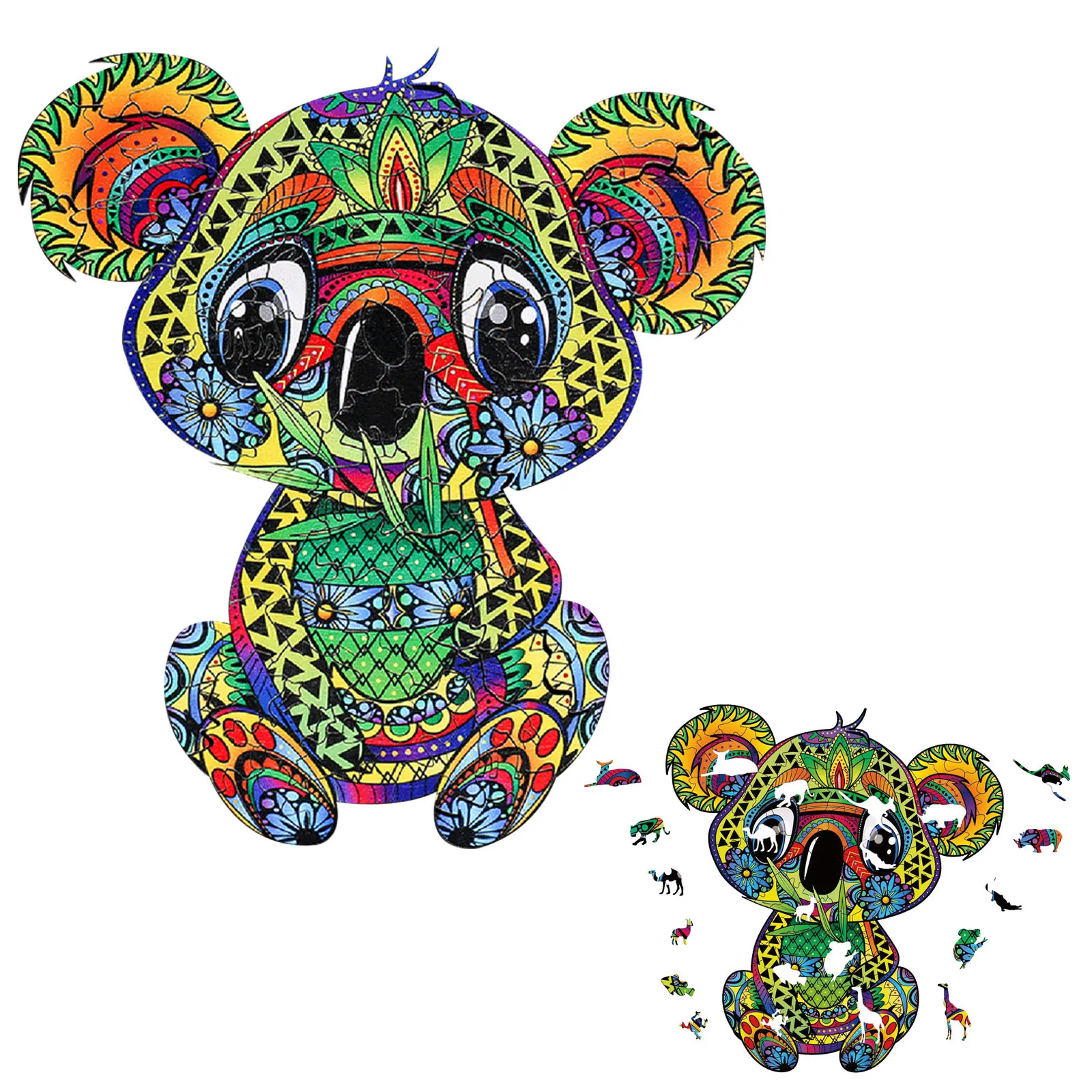 

215PCS Koala Wooden Jigsaw Puzzle Toys Building block Animals Shape Each Piece puzzle Adults Children Gifts 2021