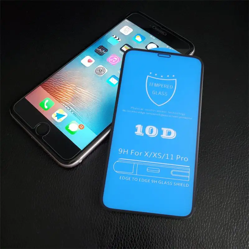 Закаленное стекло 10D для iPhone X XS 11 Pro 2 шт. полное покрытие клея Защитная пленка 3D Arc