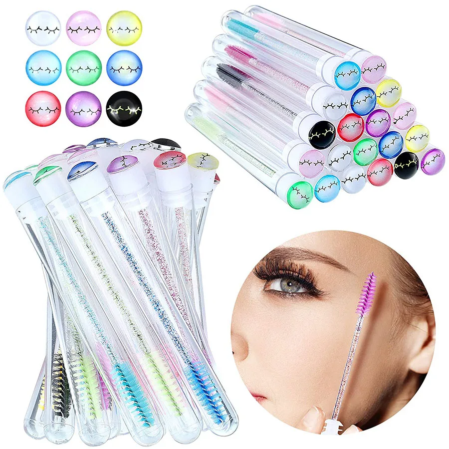 200pcs Reusable Eyelash Brush for Eyelash Extension Make up Brushes Disposable Crystal Eyebrow Brush Micro drill and Separate