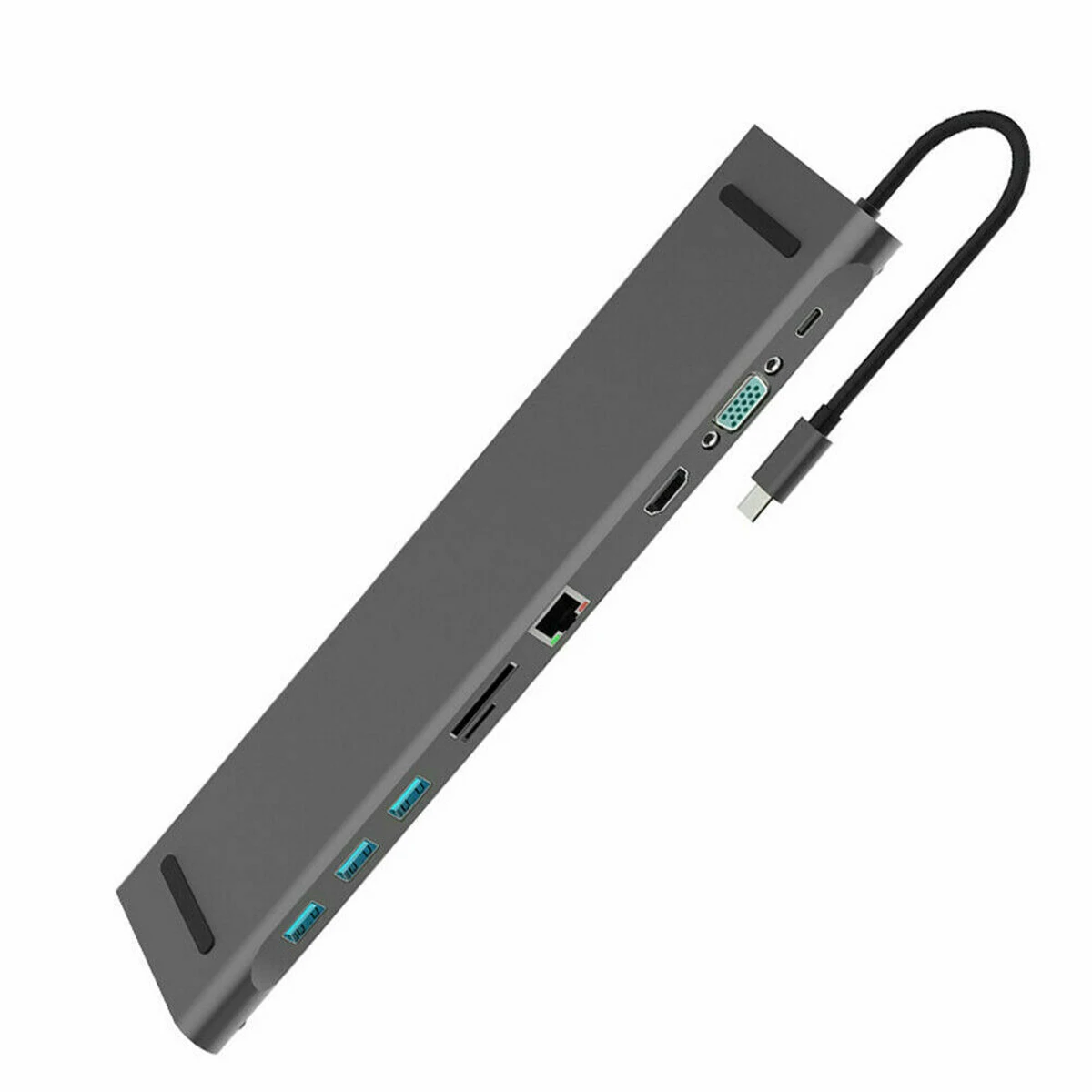 Набор контактов для тестирования 10 в 1 Тип C для концентратор HDMI 3xusb 3,0 RJ45 адаптер док-станция для ноутбука мобильный телефон - Цвет: Серый
