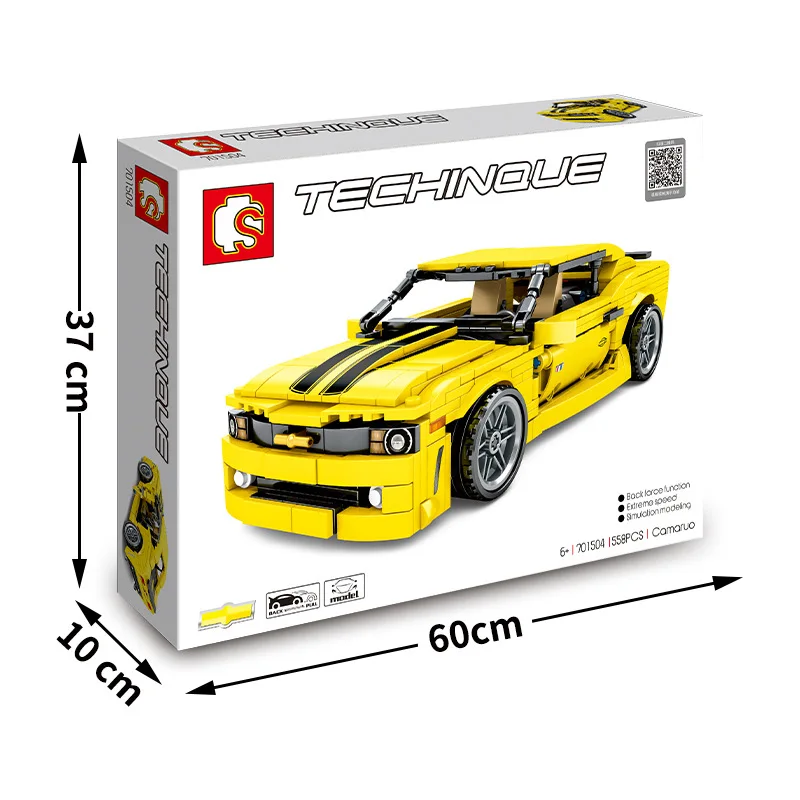 Новинка 558 шт. желтый Тяговый спортивный автомобиль sembo строительные блоки Leping City