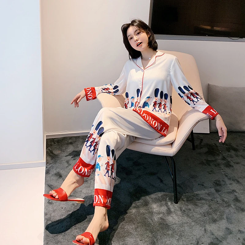 

2PCS Silk Pajamas Pijama De Mujer Satin Pajamas Loungewear Spodenki Damskie Ropa De Verano Mujer 2020 Plus Size Pajamas