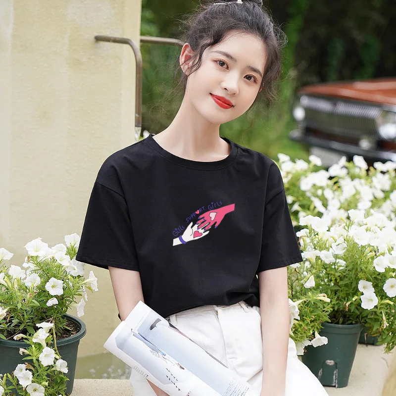 

2021 Popular fashion classic casual breathable cotton short sleeve women's T-shirt