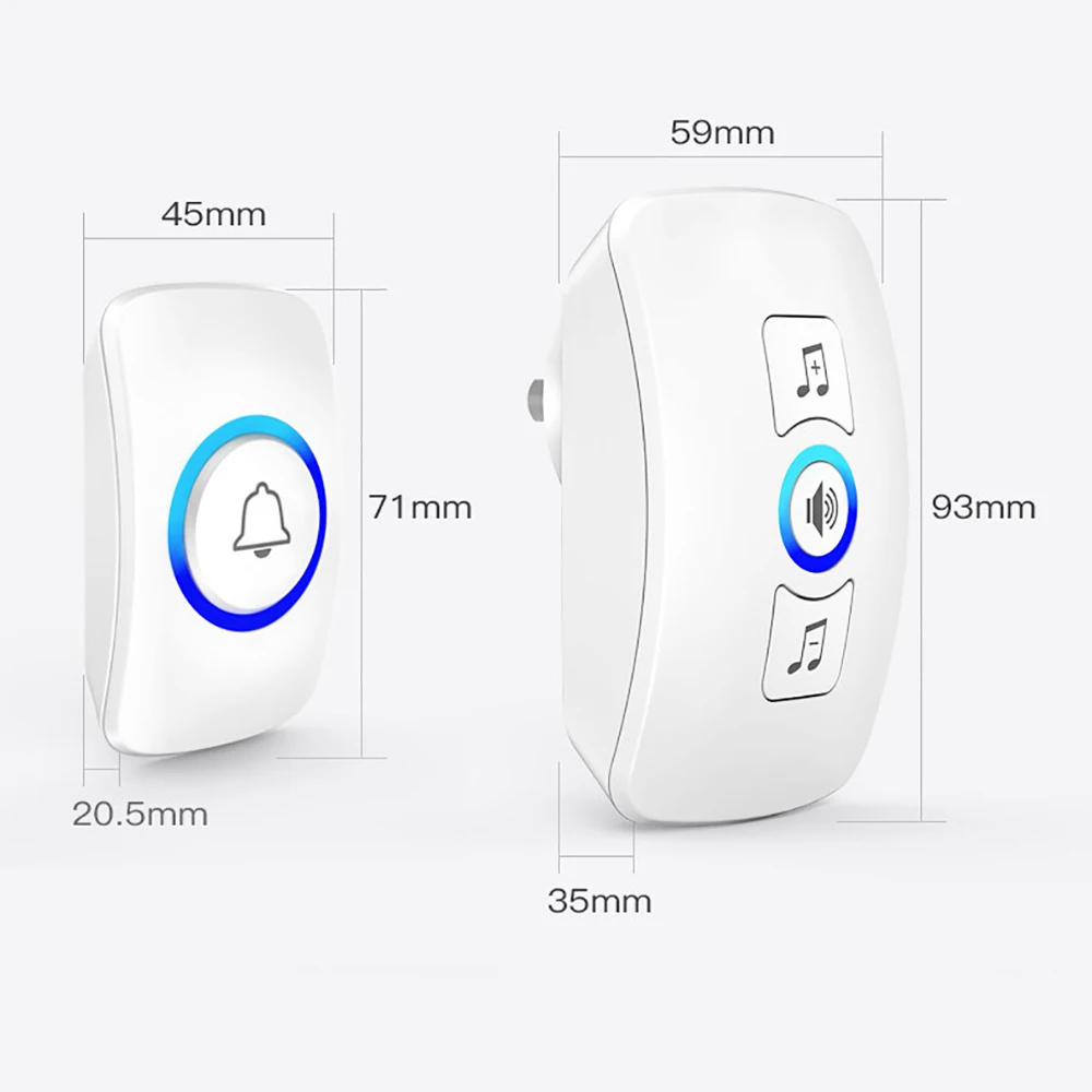 Беспроводной водонепроницаемый дверной звонок умный беспроводной с вилкой
