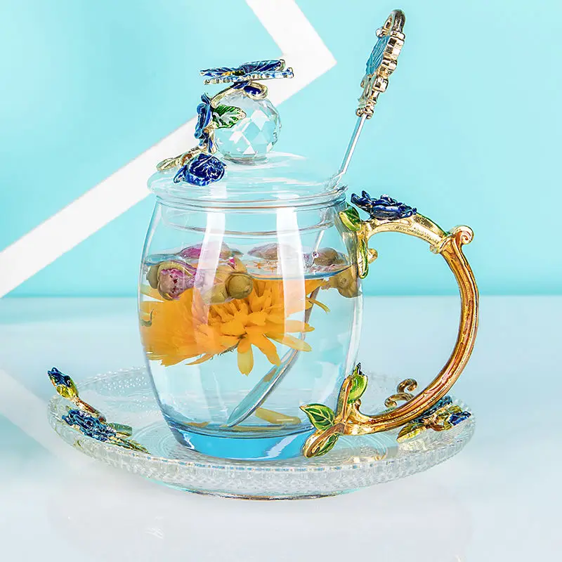 Роза из эмалированного стекла домашняя чашка для питьевой воды и чая Офисная