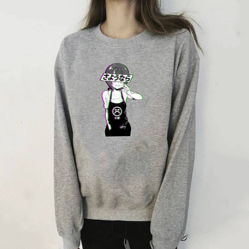 Модная женская одежда SAD японского аниме Эстетическая наклейка Harajuku топы с