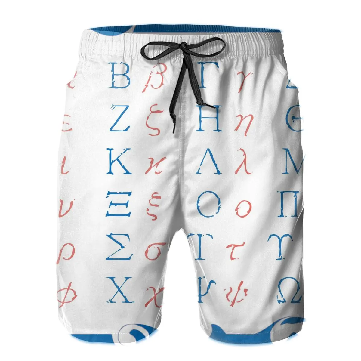 Шорты мужские с греческим алфавитом для серфинга, пляжные плавки, спортивные быстросохнущие сетчатые повседневные с графическим принтом, д...