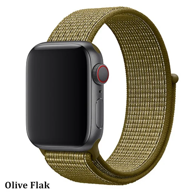 Последняя нейлоновый ремешок für apple watch группа 4 44 мм/40 мм, correa apple watch 3 42 мм/38 мм iwatch серии 4/3/2 bunte stecker чехол для телефона на руку - Цвет ремешка: Olive Flak