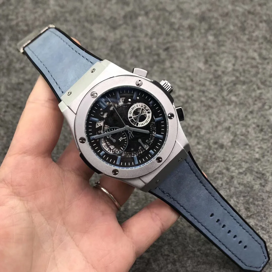 

Blast head layer leather six-pin movement fashion personality men's watch
