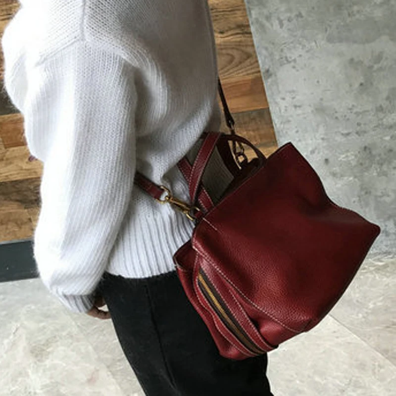 

Free shipping long fashion messenger handbag solid wood leather female bag retro soft cowhide single shoulder lady bag