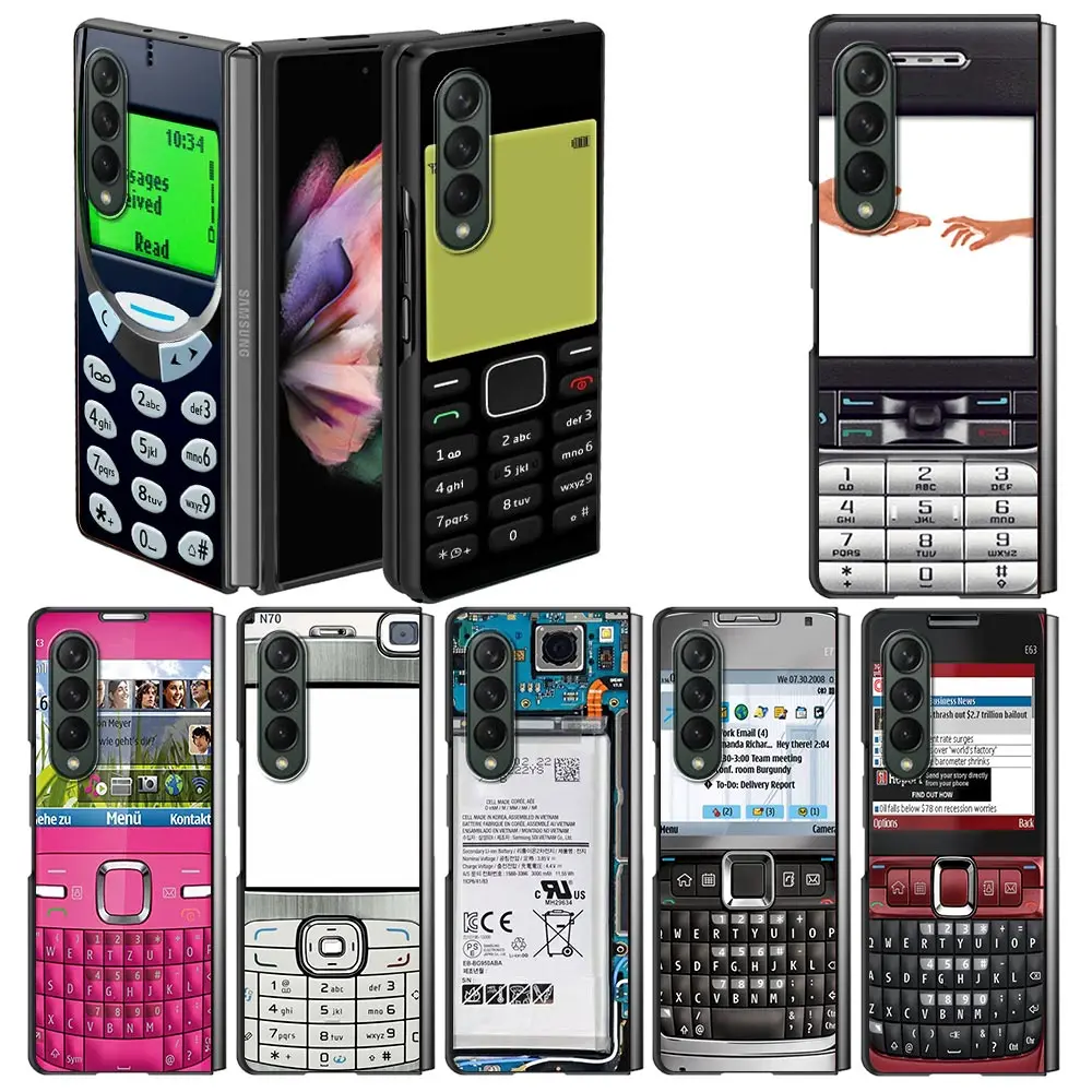 Чехол в стиле ретро для Samsung Galaxy Z Fold 3 Funda чёрный Жесткий ПК ZFold3 Роскошный чехол -