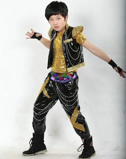 Новый стиль детский уличный танец хип хоп сценический костюм яркая кожаная