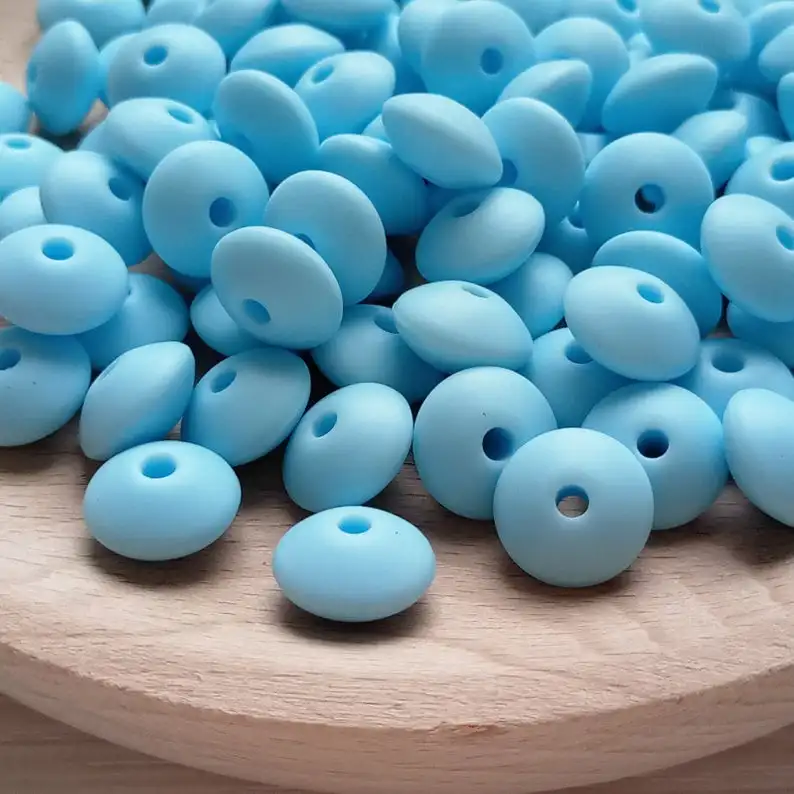ice blue Jojochew хорошее качество блюдце силиконовые бусины 12 мм Силиконовые Прорезыватели для зубов еда класс Детские трофеи BX1-36 - Цвет: ice blue