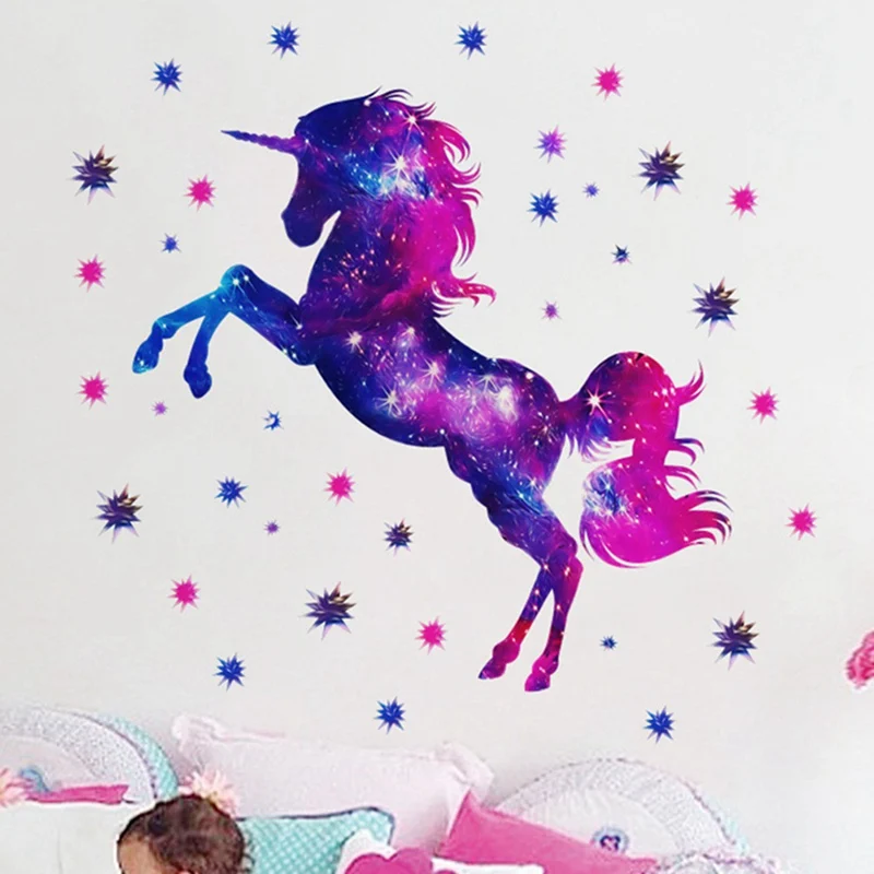 

Cute Unicorn Wall Sticker Art Mural Bedroom Wall Living Room Decoration wall stickers for kids kindergarten rooms NEW Dropship