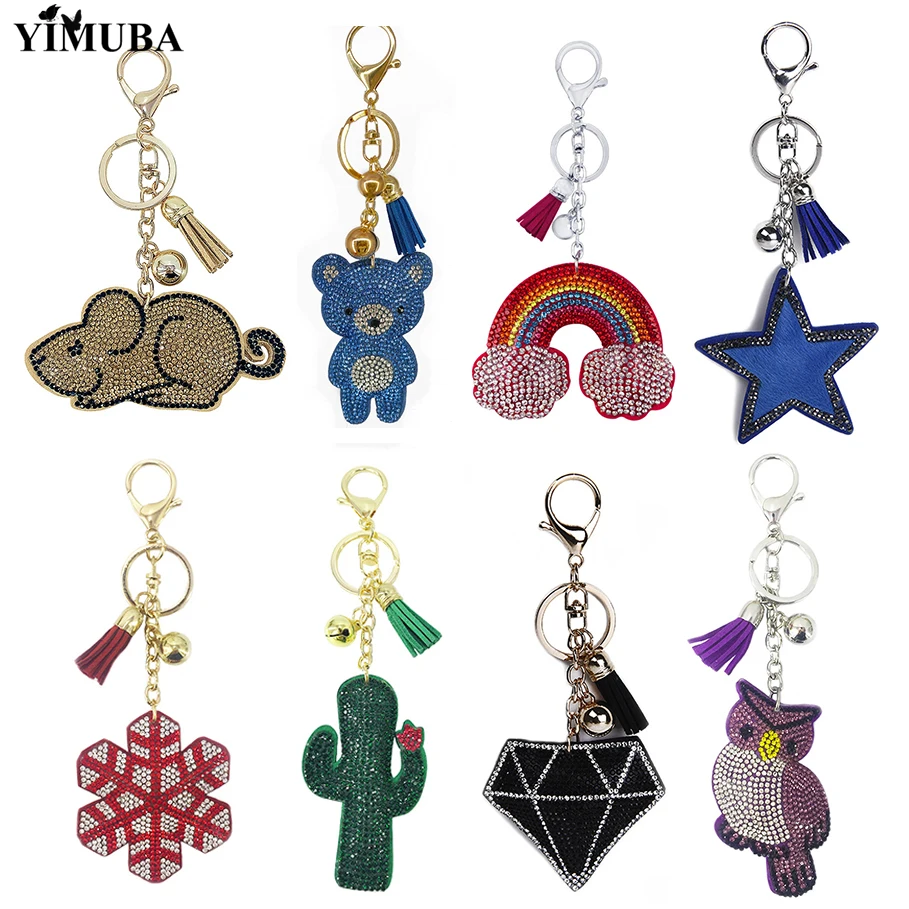 

Новинка, изысканная Вельветовая цепочка для ключей, Стразы ручной работы, сверкающий кристалл, кожаный брелок с кисточкой, кошелек, сумка, О...