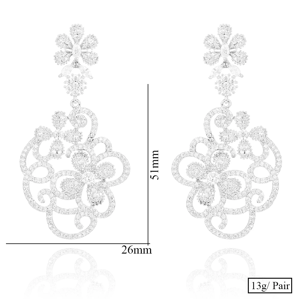 

Jimbora Luxury Flowers Shiny Dangle Earrings For Women Wedding Cubic Zirconia CZ DUBAI Bridal Earring Jewelry Accessories 2020