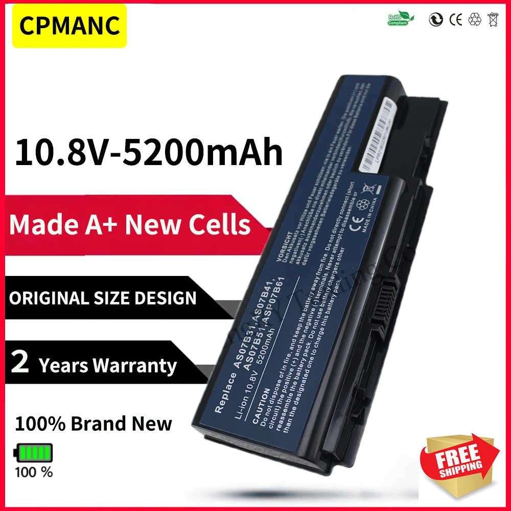 Bateria para Acer 5910g 5920 As07b31 Cpmanc As07b32 As07b41 As07b42 As07b51 As07b52 As07b71 As07b72 As07b31 As07b51 As07b61 Baterias p/ laptop
