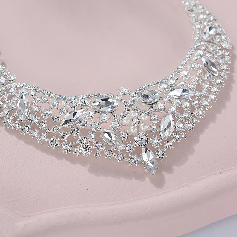 ESERES Роскошные Ювелирные наборы Дубай Стразы ожерелье и серьги для женщин