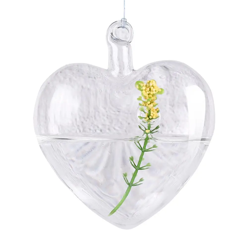 Transparent DIY Flower Heart Shape Glass Wedding Pot Decor Bottle 10 X 11cm Container Vase Clear Hanging Table | Дом и сад
